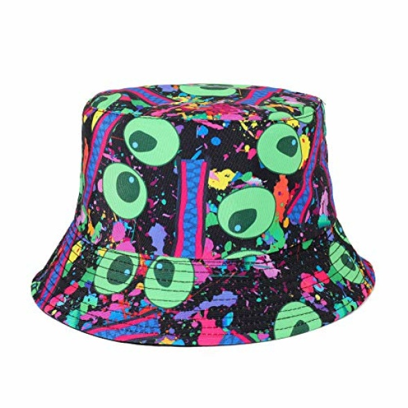 MengPa Unisex Bucket Hat Summer Travel Sun Fisherman Hats Reversible (Graffiti-Eye) UK2662-6-Q - Image 4