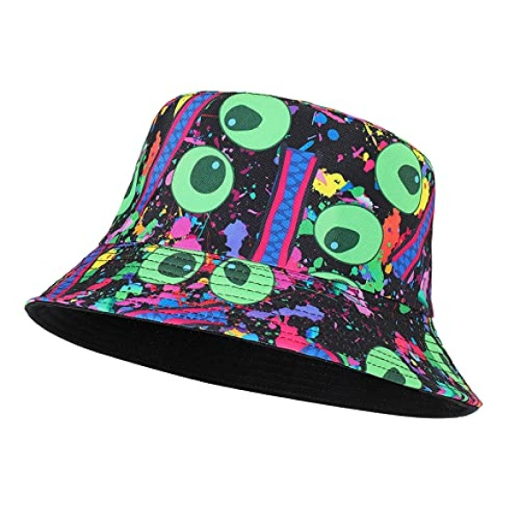 MengPa Unisex Bucket Hat Summer Travel Sun Fisherman Hats Reversible (Graffiti-Eye) UK2662-6-Q
