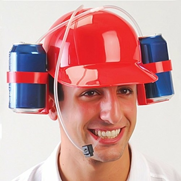 NOVELTY PLACE Drinking Helmet - Can Holder Drinker Hat Cap with Straw for Beer and Soda - Party Fun - Red - Image 7