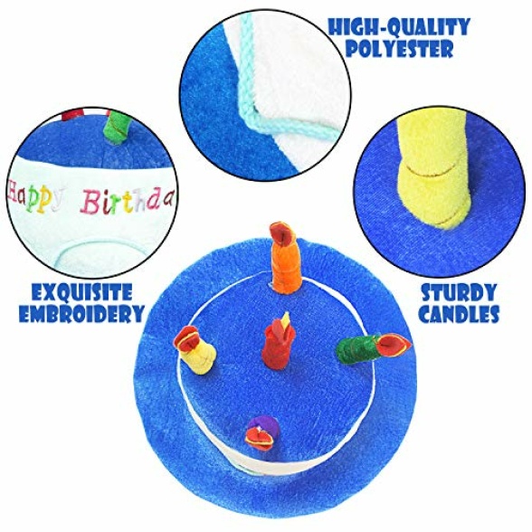 NOVELTY PLACE Plush Happy Birthday Cake Hat Fancy Dress Party Hats- Unisex Adult Size - Perfect as Party Favors Costume Accessories - Cake & 5 Multicolor Candles - Image 3