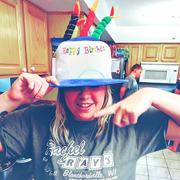 NOVELTY PLACE Plush Happy Birthday Cake Hat Fancy Dress Party Hats- Unisex Adult Size - Perfect as Party Favors Costume Accessories - Cake & 5 Multicolor Candles - Image 6