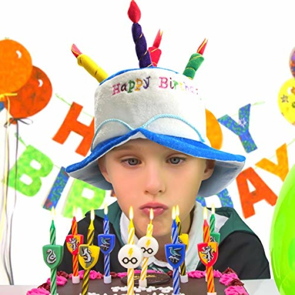 NOVELTY PLACE Plush Happy Birthday Cake Hat Fancy Dress Party Hats- Unisex Adult Size - Perfect as Party Favors Costume Accessories - Cake & 5 Multicolor Candles - Image 7