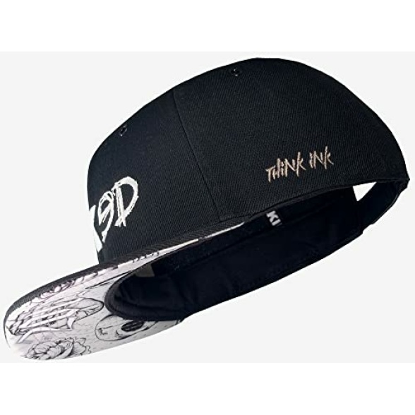 Nebelkind Snapback Cap Men Women Inked Black, OneSize, Basecap Cap, Size Adjustable, Unisex, Trendy, Streetwear Style, Baseball Cap with Straight Peak, Retro - Image 3