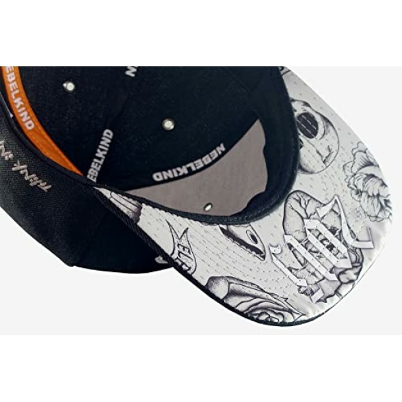 Nebelkind Snapback Cap Men Women Inked Black, OneSize, Basecap Cap, Size Adjustable, Unisex, Trendy, Streetwear Style, Baseball Cap with Straight Peak, Retro - Image 8