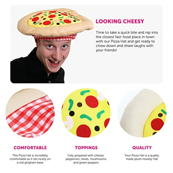 Pizza Hat - Italian Pizza Hat Novelty Food Hat - Perfect for Fancy Dress Events Funny Costume Party Accessory - Image 3