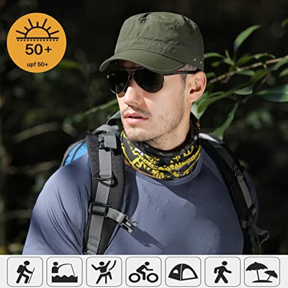 Pyrafox Mens Waterproof Army Cap Short Brim Breathable Military Cap Adjustable Classic Baseball Cap - Image 3