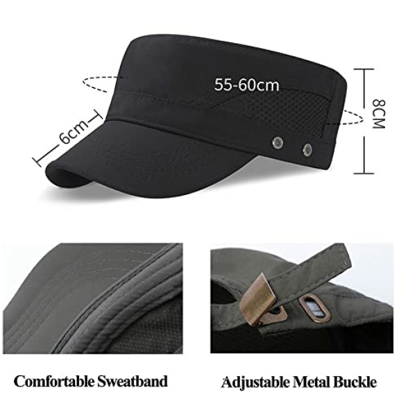 Pyrafox Mens Waterproof Army Cap Short Brim Breathable Military Cap Adjustable Classic Baseball Cap - Image 6