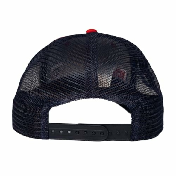 Recovered ACDC High Voltage Embroidered Badge Trucker Cap 100% Recycled Polyester Blue - Image 5