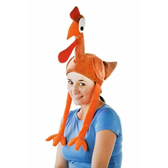 SHATCHI Turkey Gobbler Long Legs Hat Novelty Plush Christmas Santa Hat Costume Christmas Fancy Dress Party Xmas Office Fun Headwear Accessories, One Size