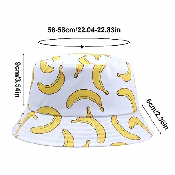 SKHAOVS 2 Pieces Fashion Beach Sun Cap Funny Disco Bucket Hats Fruit Print Reversible Retro 80s Bucket Hat Women Men Double-Side-Wear Outdoor Fisherman Hat for Hip Hop Party Summer Travel - Image 3