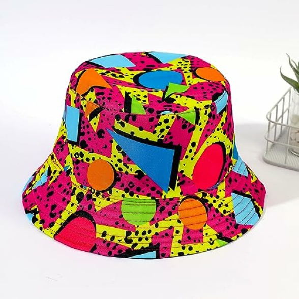 SKHAOVS 2 Pieces Funny Disco Bucket Hats Fashion Beach Sun Cap Unisex Print Reversible Retro 80s Bucket Hat for Women Men Double-Side-Wear Outdoor Fisherman Hat for Hip hop Party Summer Travel - Image 7