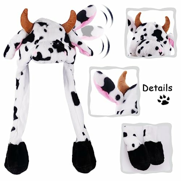 SUNHUITOY Animal Hat Plush Ears Moving Jumping Dress Up Cosplay Party Christmas Holiday Cute Ear Flap Cap for Kids Adults - Image 3