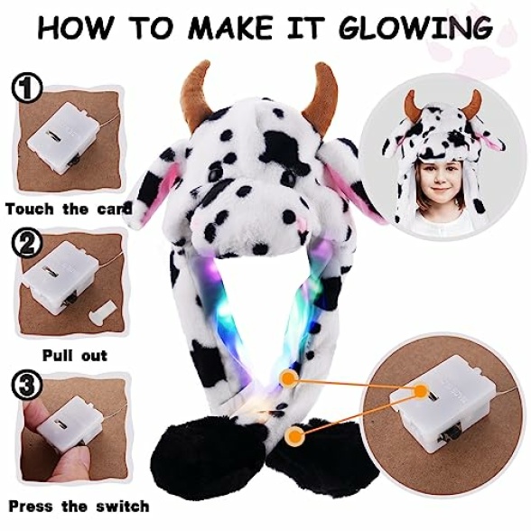 SUNHUITOY Animal Hat Plush Ears Moving Jumping Dress Up Cosplay Party Christmas Holiday Cute Ear Flap Cap for Kids Adults - Image 4