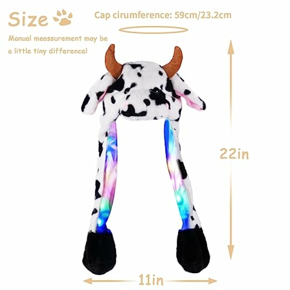 SUNHUITOY Animal Hat Plush Ears Moving Jumping Dress Up Cosplay Party Christmas Holiday Cute Ear Flap Cap for Kids Adults - Image 6