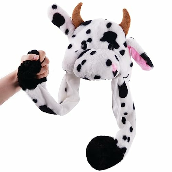 SUNHUITOY Animal Hat Plush Ears Moving Jumping Dress Up Cosplay Party Christmas Holiday Cute Ear Flap Cap for Kids Adults - Image 7
