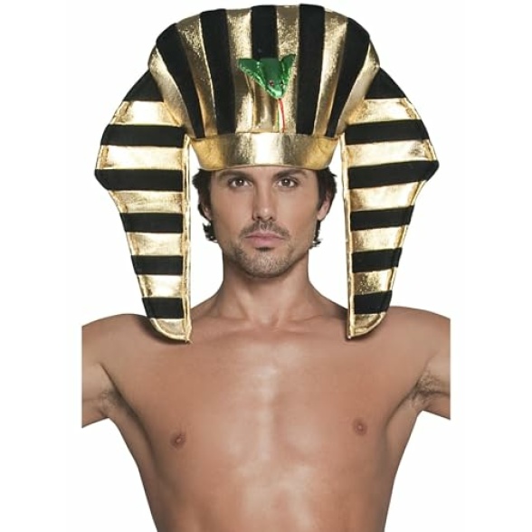 Smiffy's Men's Pharaoh Headpiece, Black & Gold, Soft, One Size, 30284 (US)