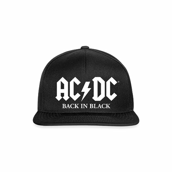 Spreadshirt AC/DC Back in Black Album White Logo Snapback Cap