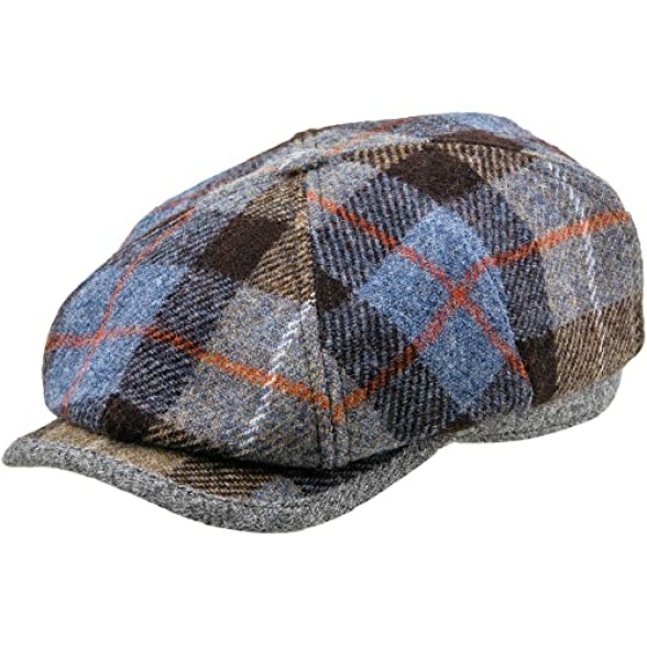Sterkowski Rambler | Harris Tweed Mens Flat Cap | Classic 4 Panel Applejack Newsboy Cap with Lining - Image 3