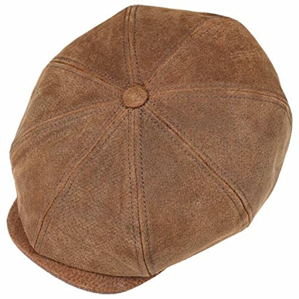 Stetson Leather Burney Hatteras Sports Beanie Flat Cap - Image 3