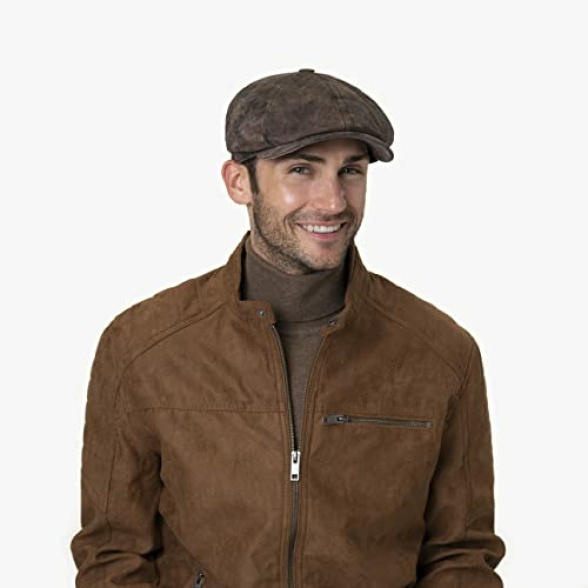Stetson McCook Vintage Leather Cap Women/Men - flat ivy hat with peak, lining Summer-Winter - Image 3