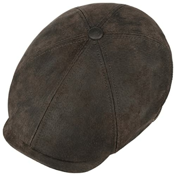 Stetson McCook Vintage Leather Cap Women/Men - flat ivy hat with peak, lining Summer-Winter - Image 4