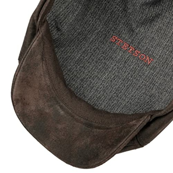 Stetson McCook Vintage Leather Cap Women/Men - flat ivy hat with peak, lining Summer-Winter - Image 5