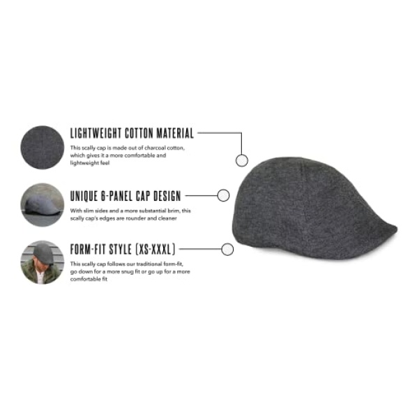 The Original Boston Scally Cap - The Dubliner Newsboy Flat Cap - 6 Panel Cotton Fitted Hat for Men - Black - Image 3
