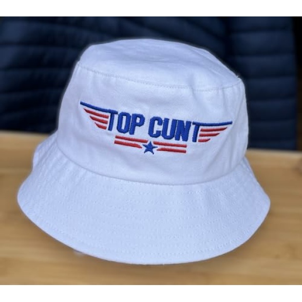 Top Cunt Rude Joke Festival Bucket Hat White - Image 3