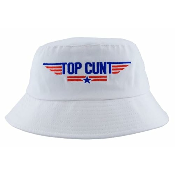 Top Cunt Rude Joke Festival Bucket Hat White - Image 4