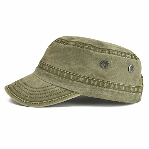 VOBOOM Washed Cotton Military Caps Cadet Army Caps Unique Design Vintage Flat Top Cap - Image 3