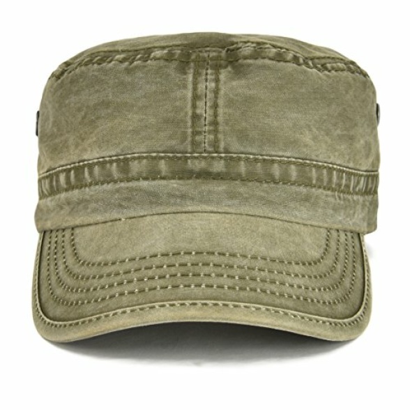 VOBOOM Washed Cotton Military Caps Cadet Army Caps Unique Design Vintage Flat Top Cap - Image 4