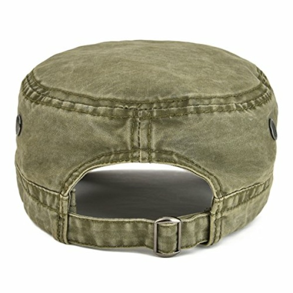 VOBOOM Washed Cotton Military Caps Cadet Army Caps Unique Design Vintage Flat Top Cap - Image 5