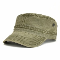 VOBOOM Washed Cotton Military Caps Cadet Army Caps Unique Design Vintage Flat Top Cap