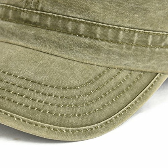 VOBOOM Washed Cotton Military Caps Cadet Army Caps Unique Design Vintage Flat Top Cap - Image 7