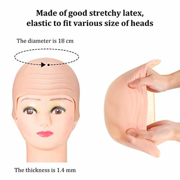 WILLBOND Halloween Bald Cap Bald Skin Thick Latex Head Cap Skin Skull Wig Cap Bald Wig Head Cap Fancy Dress Halloween Cosplay Hat for Kids Adults - Image 3
