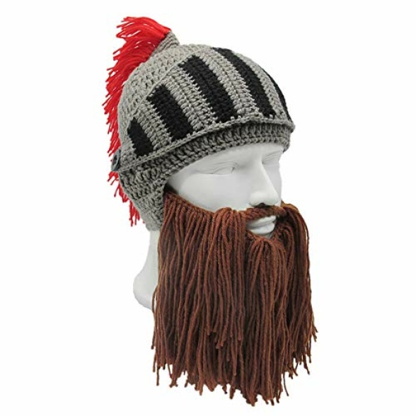 Xinqiao Mens Handmade Beanie Knit Funny Hat Cosplay Roman Knight Costume Caps - Image 3