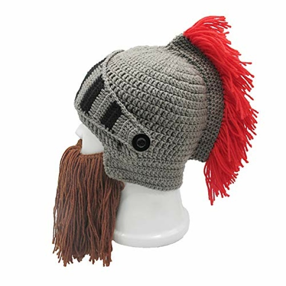 Xinqiao Mens Handmade Beanie Knit Funny Hat Cosplay Roman Knight Costume Caps - Image 4