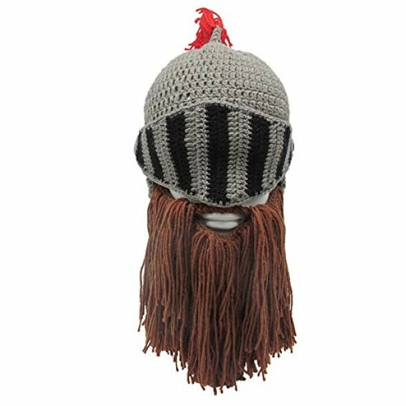 Xinqiao Mens Handmade Beanie Knit Funny Hat Cosplay Roman Knight Costume Caps - Image 5