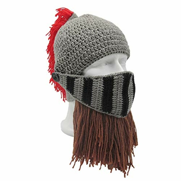 Xinqiao Mens Handmade Beanie Knit Funny Hat Cosplay Roman Knight Costume Caps - Image 6