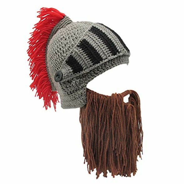 Xinqiao Mens Handmade Beanie Knit Funny Hat Cosplay Roman Knight Costume Caps