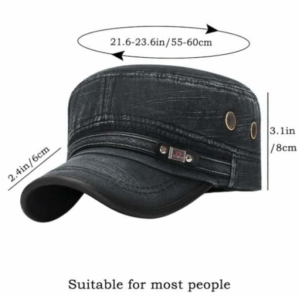 YeeHeen Cadet Army Hat 2 Pieces Flat Top Cap Unisex Military Hat for Women Men - Image 7