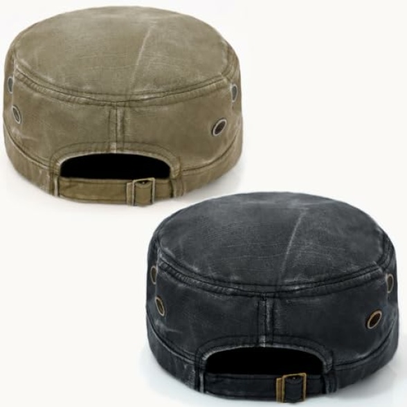YeeHeen Cadet Army Hat 2 Pieces Flat Top Cap Unisex Military Hat for Women Men - Image 8