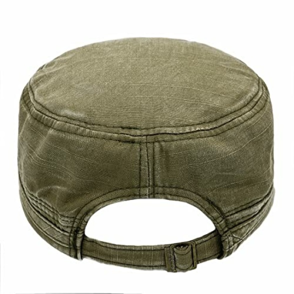 YeeHeen Unisex Cadet Army Cap Adjustable Flat Top Cap Washed Cotton Military Hat Baseball Cap - Image 6