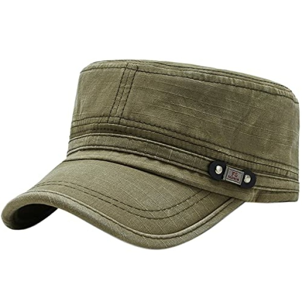 YeeHeen Unisex Cadet Army Cap Adjustable Flat Top Cap Washed Cotton Military Hat Baseball Cap