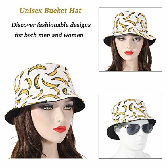 ZLYC Womens Tribal Geometric Graffiti Print Canvas Bucket Hat Fishmen Cap - Image 3