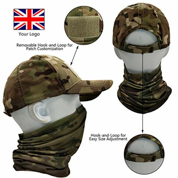 ehsbuy Camo Hats for Men with Cooling Neck Gaiter Baseball Caps Face Scarf Mask Army Tactical Military Hat Neck Tube Snoods for Running Hunting Camping Cycling Fishing Outdoor Sports - Image 4