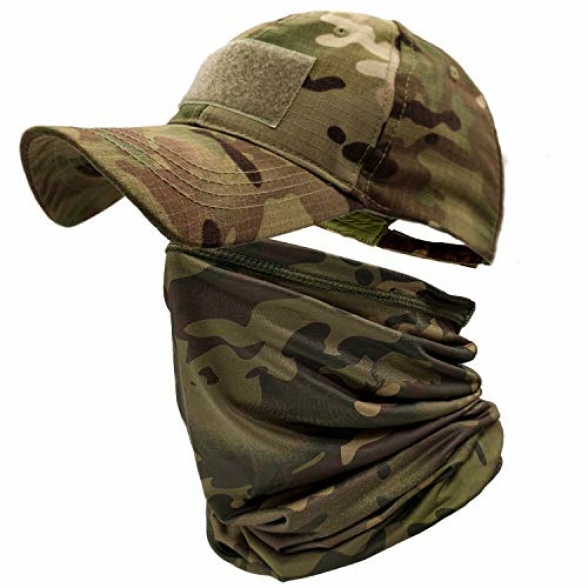 ehsbuy Camo Hats for Men with Cooling Neck Gaiter Baseball Caps Face Scarf Mask Army Tactical Military Hat Neck Tube Snoods for Running Hunting Camping Cycling Fishing Outdoor Sports
