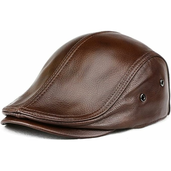icehao Men's Adjustable Newsboy Hat Beret Hat Driving Hunting Fishing Hat Genuine Leather Ivy Cap Fashion Beret Hat Flat Cap.