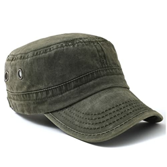 2 Pack Men's Cotton Military Caps Cadet Army Caps Vintage Flat Top Cap - Image 5