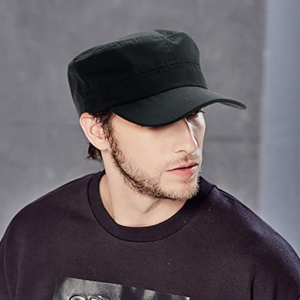 2 Pcs Unisex Cadet Army Military Hat Breathable Baseball Cap with Adjustable Flat Top for Men Women - Image 3